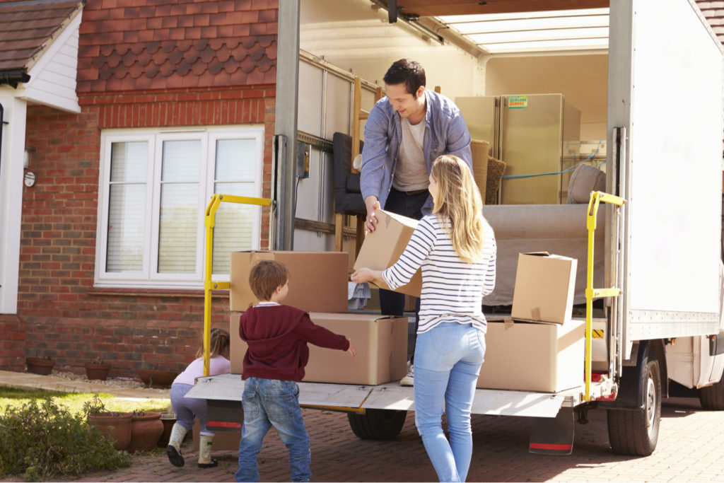 Family Unpacking Truck